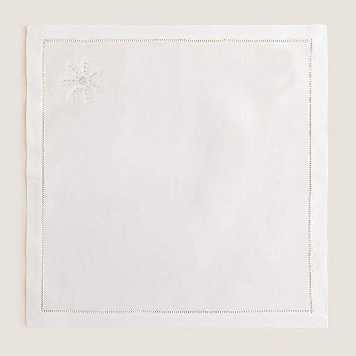 Snowflake Embroidered Napkin 16x16 inch White