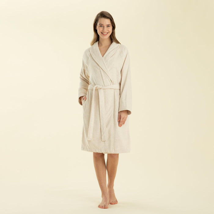 Solid Unisex Terry Cloth Bathrobe Ecru