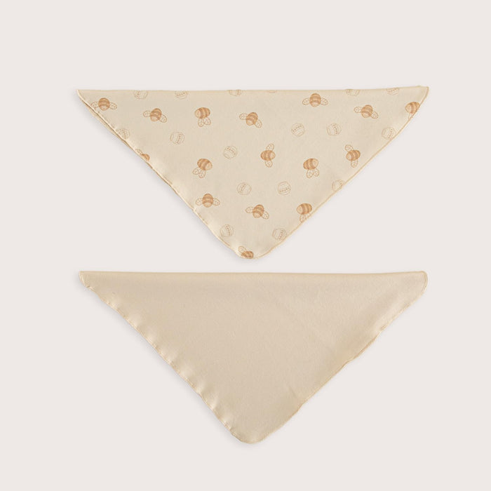 Happy Bee Bib Set Pack of 2 Stone