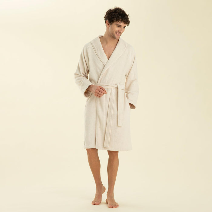 Solid Unisex Terry Cloth Bathrobe Ecru