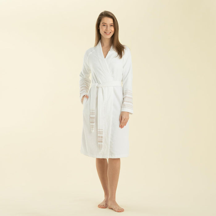 Derin Unisex Terry Cloth Bathrobe White / Beige