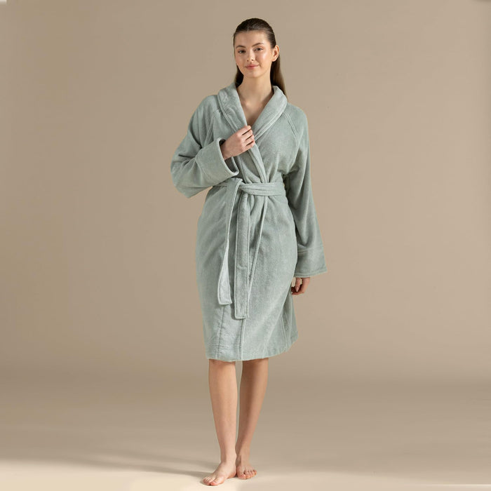 Solid Unisex Terry Cloth Bathrobe Smoke Green