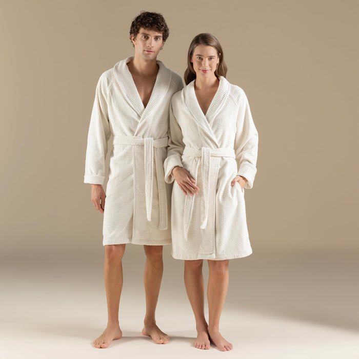 Eva Unisex Terry Cloth Bathrobe Ecru