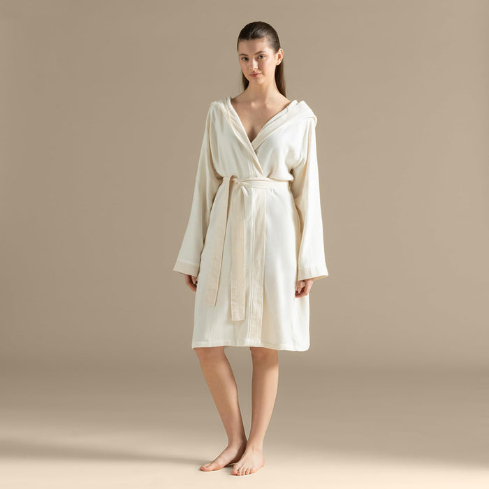 Carra Unisex Terry Cloth Bathrobe Natural