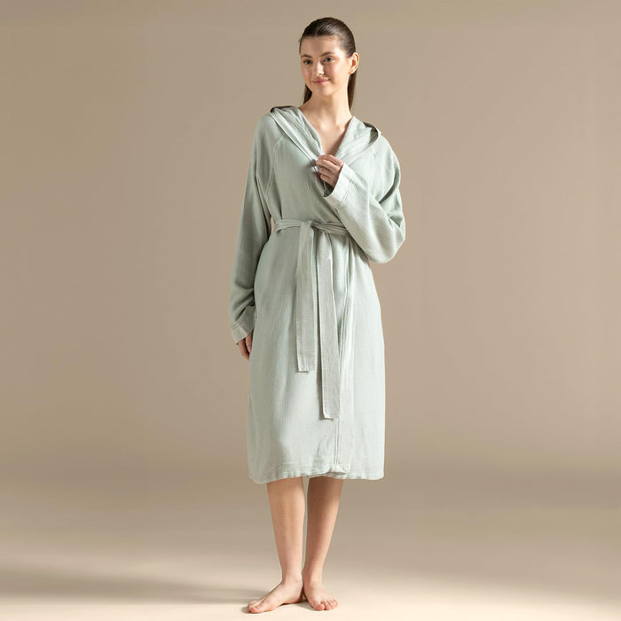 Carra Unisex Terry Cloth Bathrobe Mineral Green