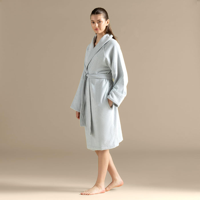 Solid Unisex Terry Cloth Bathrobe Pearl Blue