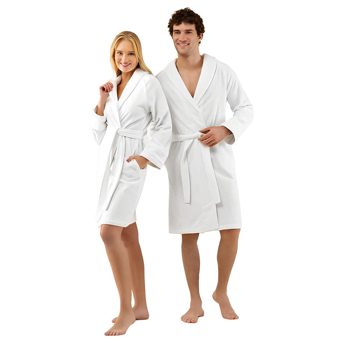 Solid Unisex Terry Cloth Bathrobe White