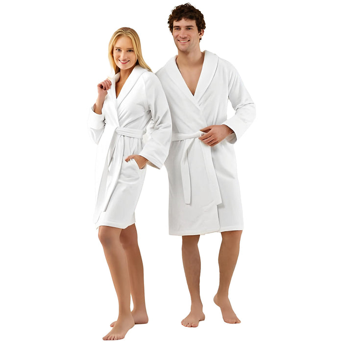Solid Unisex Terry Cloth Bathrobe White