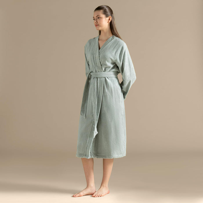 Floss Unisex Terry Cloth Bathrobe Smoke Green
