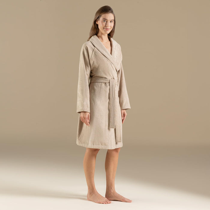 Solid Unisex Terry Cloth Bathrobe Dark Beige