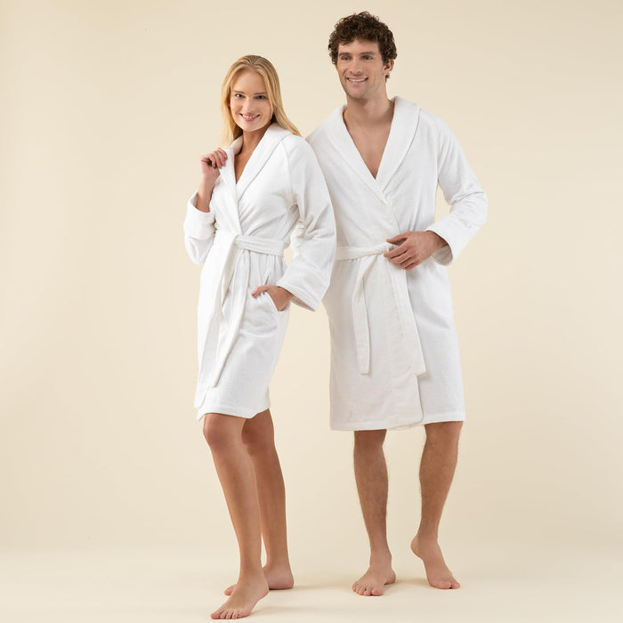 Solid Unisex Terry Cloth Bathrobe White