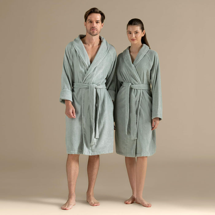 Solid Unisex Terry Cloth Bathrobe Smoke Green