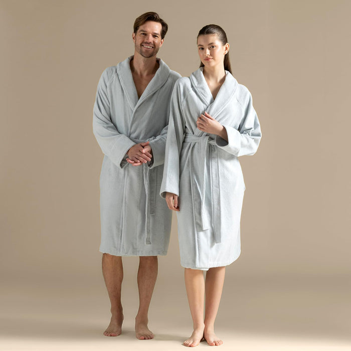 Solid Unisex Terry Cloth Bathrobe Pearl Blue