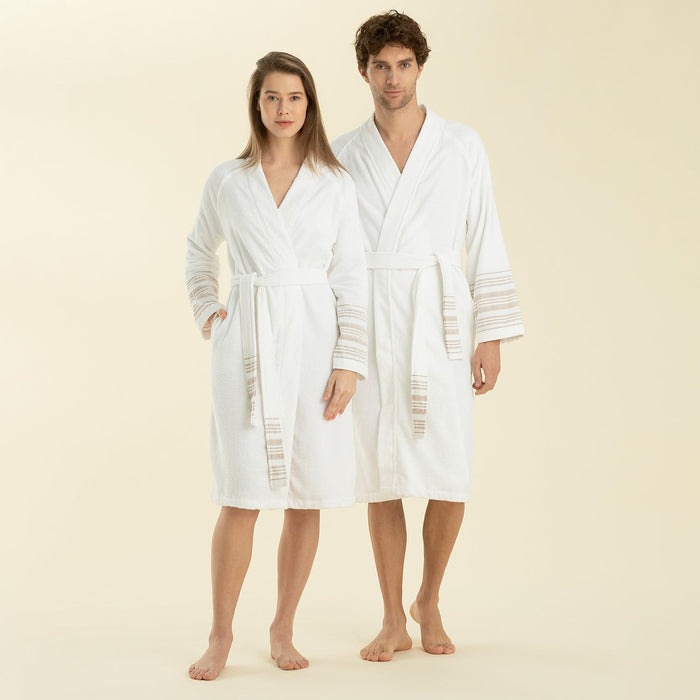 Derin Unisex Terry Cloth Bathrobe White / Beige