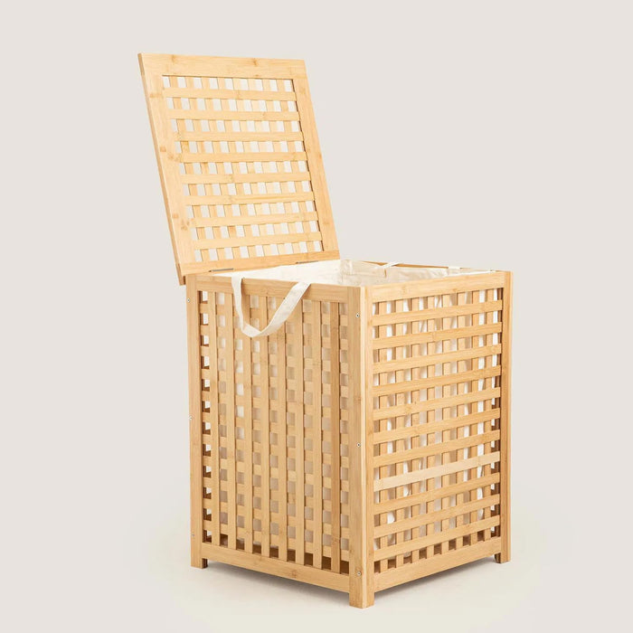 Bamboo Laundry Basket with Inner Fabric Liner 62x45 inch