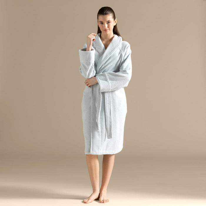 Solid Unisex Terry Cloth Bathrobe Pearl Blue