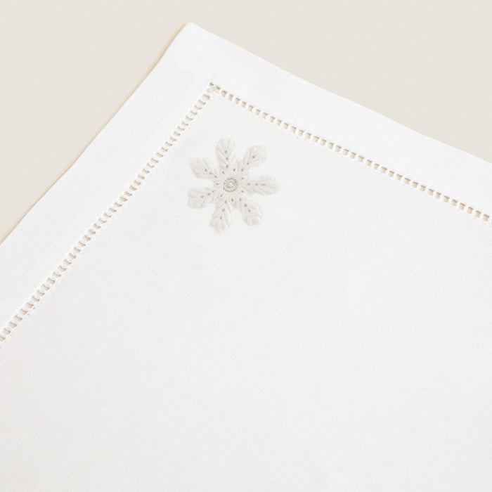 Snowflake Embroidered Napkin 16x16 inch White