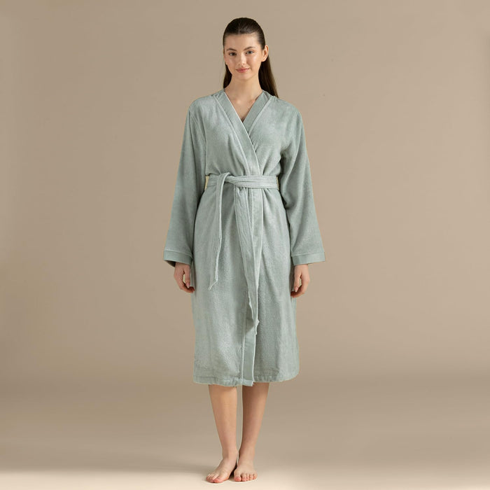 Floss Unisex Terry Cloth Bathrobe Smoke Green