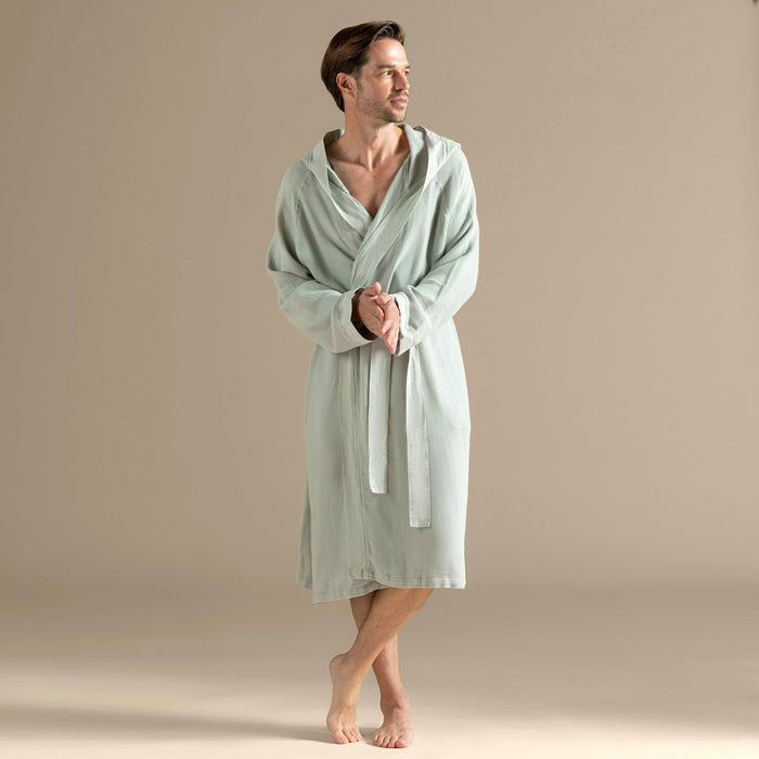 Carra Unisex Terry Cloth Bathrobe Mineral Green