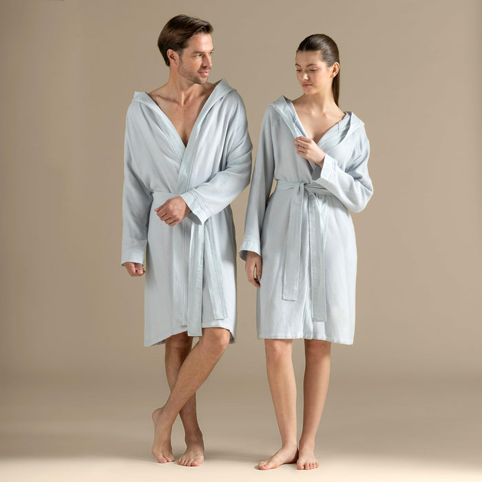 Carra Unisex Terry Cloth Bathrobe Pearl Blue