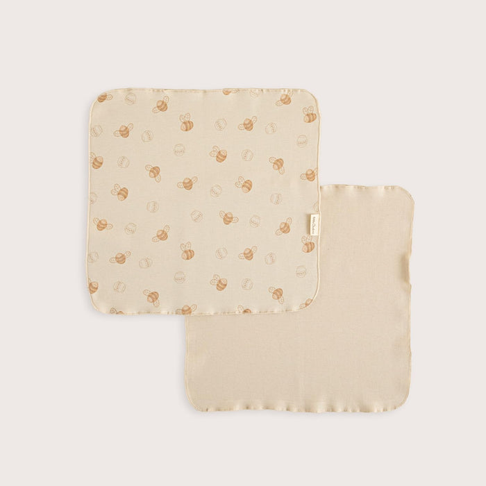Happy Bee Bib Set Pack of 2 Stone