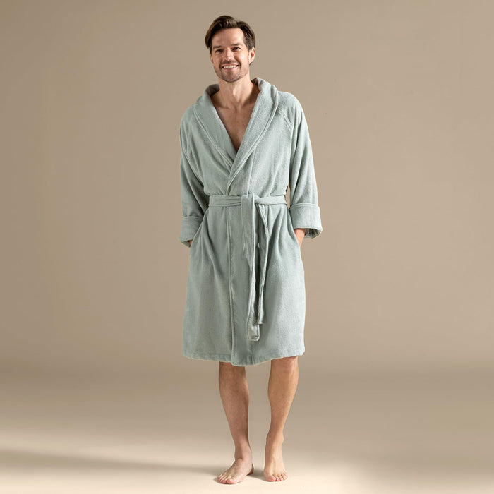 Solid Unisex Terry Cloth Bathrobe Smoke Green