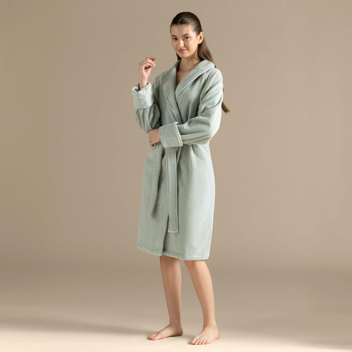 Eva Unisex Terry Cloth Bathrobe Smoke Green