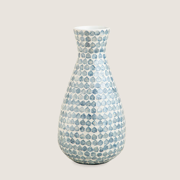 Hanoi Capiz Vase 18 inch White / Light Blue