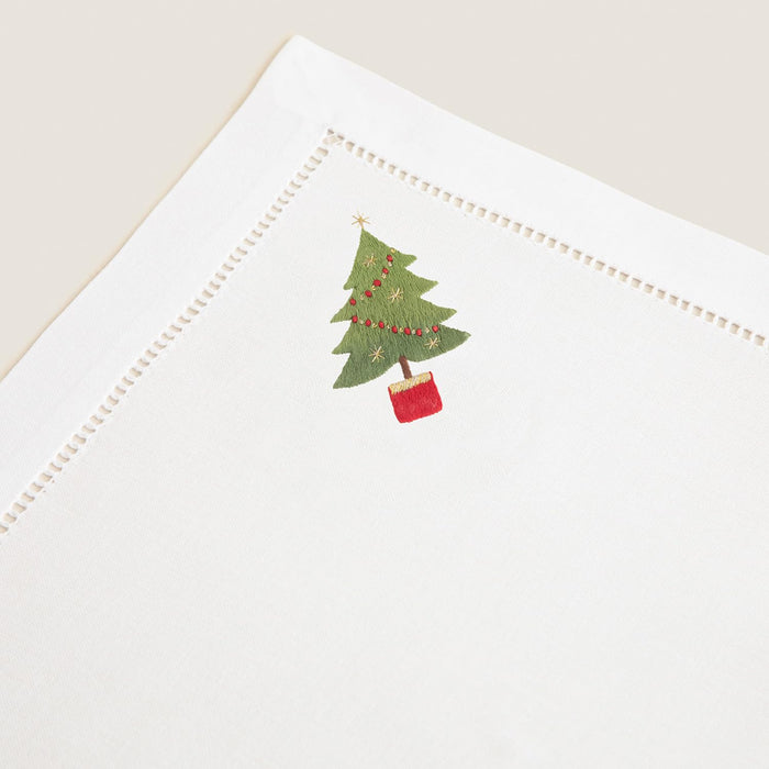 Pinetree Embroidered Napkin 16x16 inch White