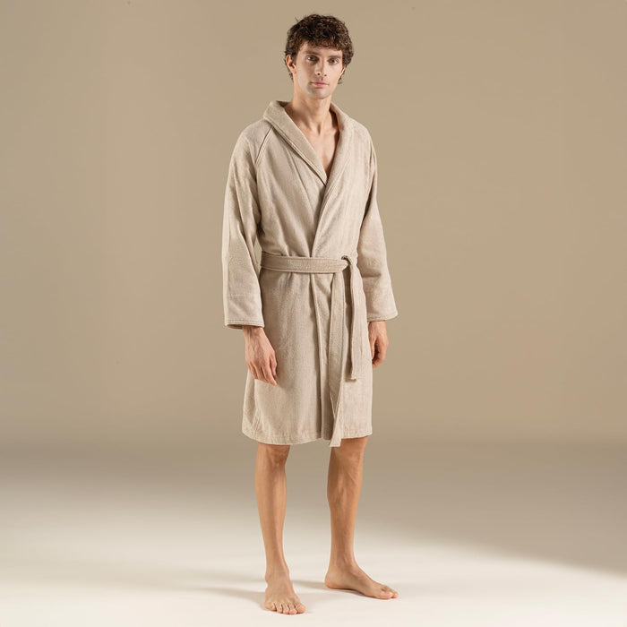 Solid Unisex Terry Cloth Bathrobe Dark Beige