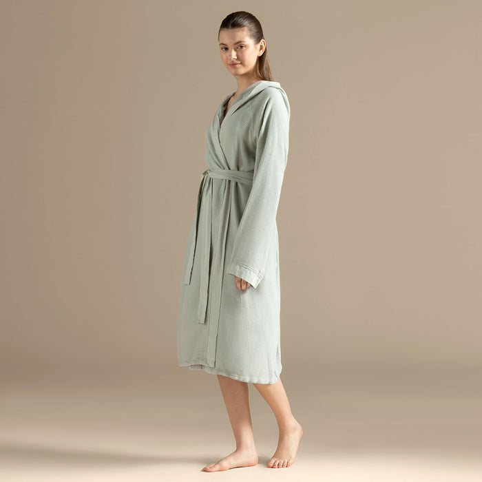 Carra Unisex Terry Cloth Bathrobe Mineral Green