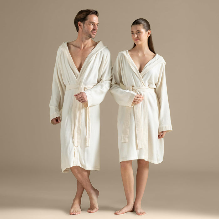 Carra Unisex Terry Cloth Bathrobe Natural