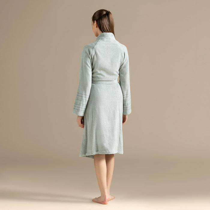 Derin Unisex Terry Cloth Bathrobe Smoke Green / Soft Yellow