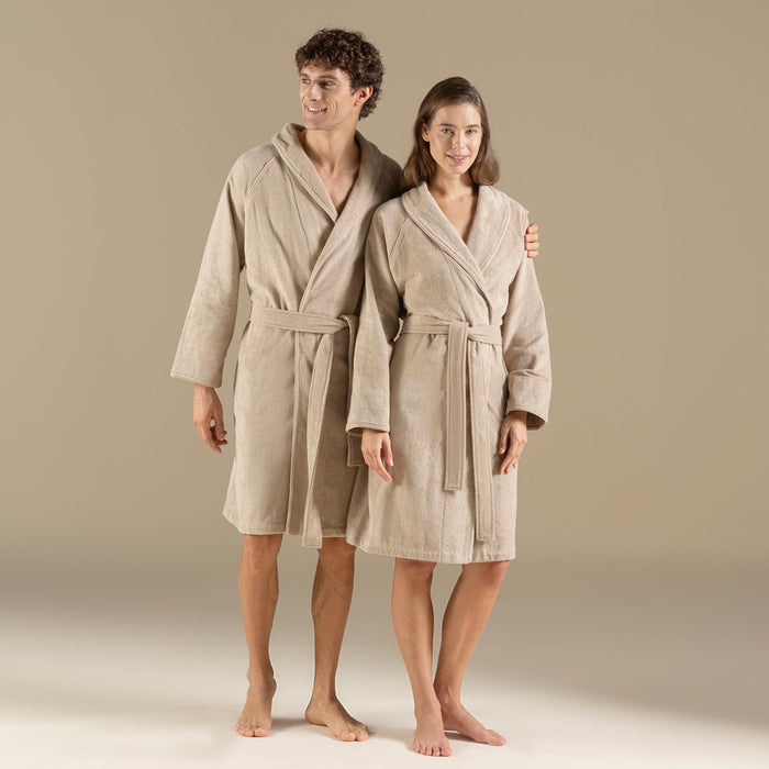 Solid Unisex Terry Cloth Bathrobe Dark Beige