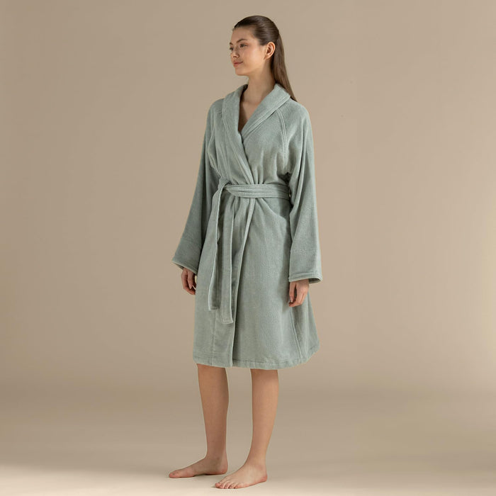 Solid Unisex Terry Cloth Bathrobe Smoke Green