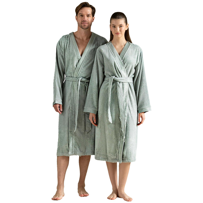 Floss Unisex Terry Cloth Bathrobe Smoke Green