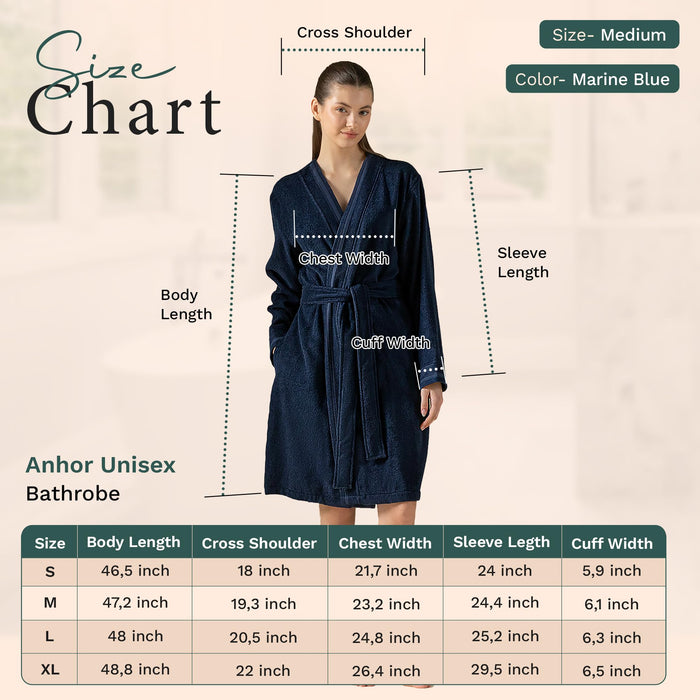 Anhor Unisex Terry Cloth Bathrobe Marine Blue