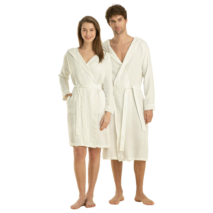 Carra Unisex Terry Cloth Bathrobe Ecru