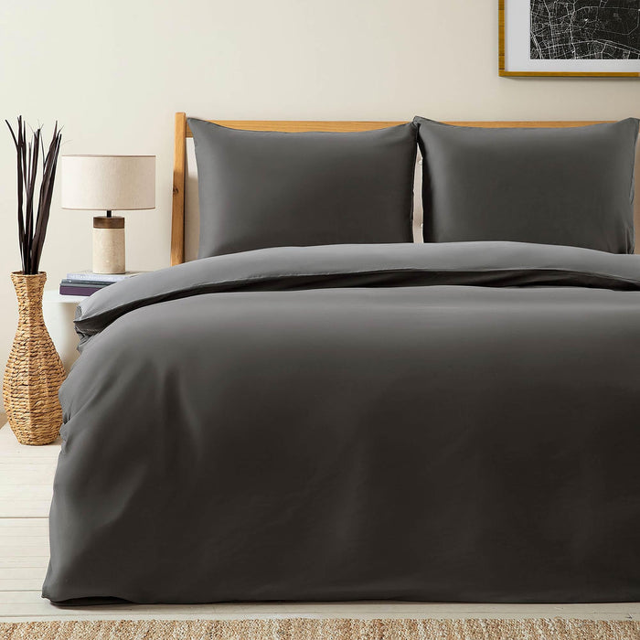 Bettie Duvet Cover Set 90x92 inch Dark Grey