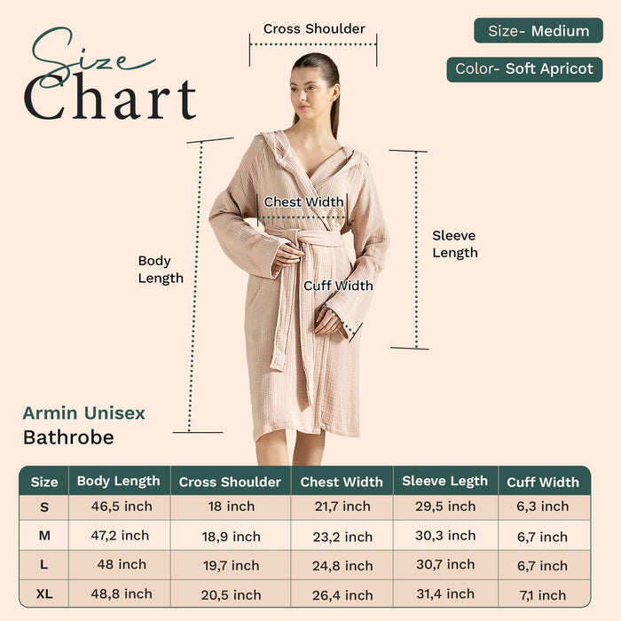 Armin Unisex Terry Cloth Bathrobe Soft Apricot