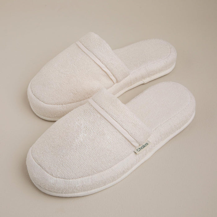 Solid Unisex Indoor House Slippers Ecru