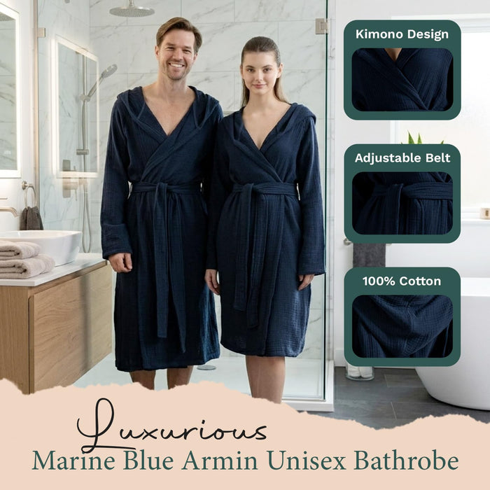 Armin Unisex Terry Cloth Bathrobe Marine Blue