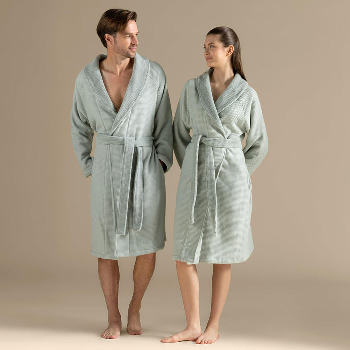 Frances Unisex Terry Cloth Bathrobe Smoke Green