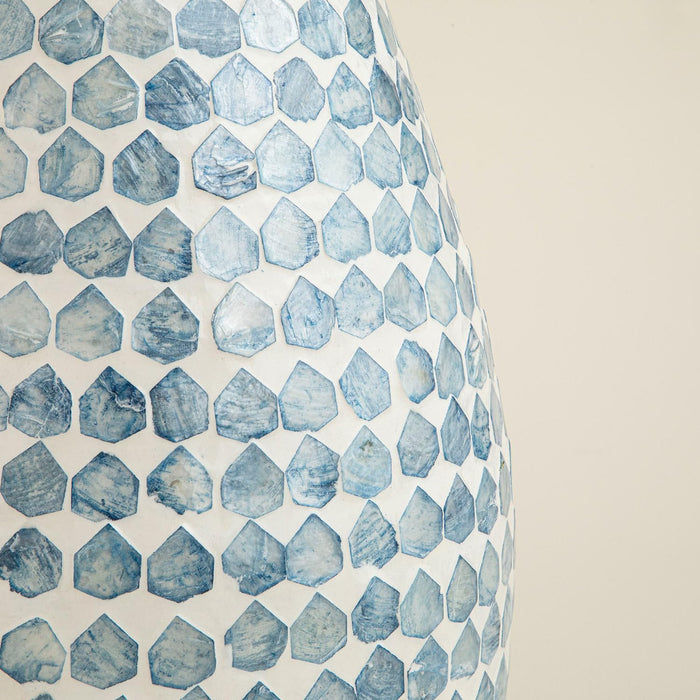 Hanoi Capiz Vase 18 inch White / Light Blue