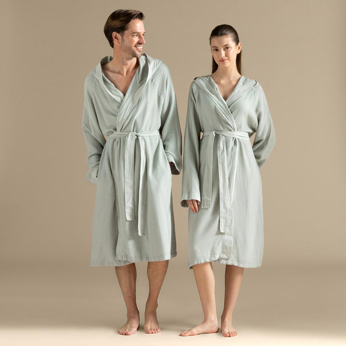 Carra Unisex Terry Cloth Bathrobe Mineral Green