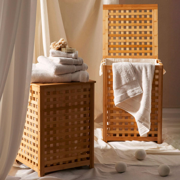 Bamboo Laundry Basket with Inner Fabric Liner 62x45 inch