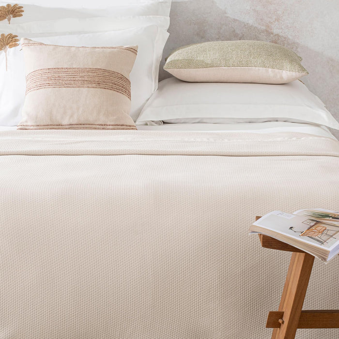 Lillia Full Size Pique Bed Throw 83x94 inch Ecru