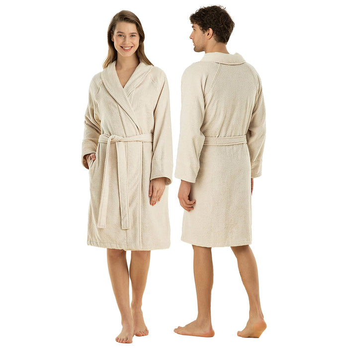 Solid Unisex Terry Cloth Bathrobe Ecru