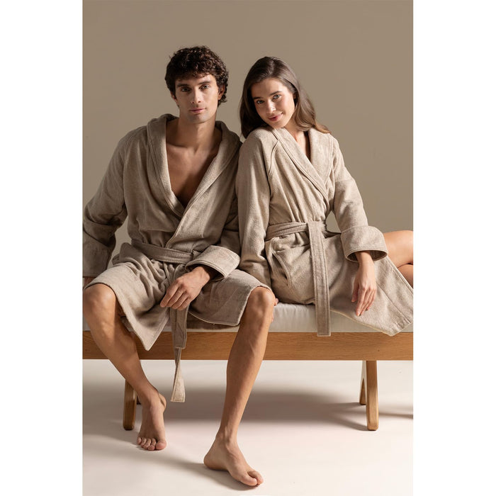 Solid Unisex Terry Cloth Bathrobe Dark Beige