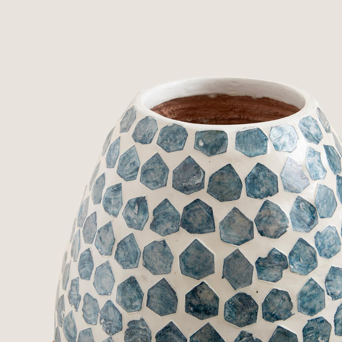 Hanoi Capiz Vase 15 inch White / Light Blue